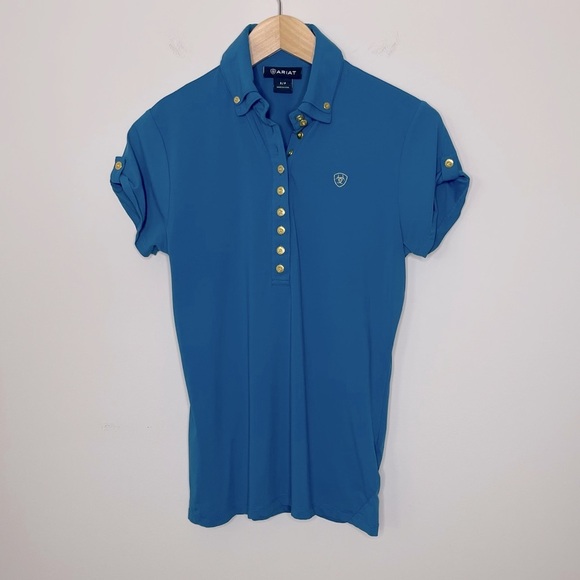 Ariat Ladies Talent Show Blue Polo Shirt equestrian horse - Picture 1 of 10